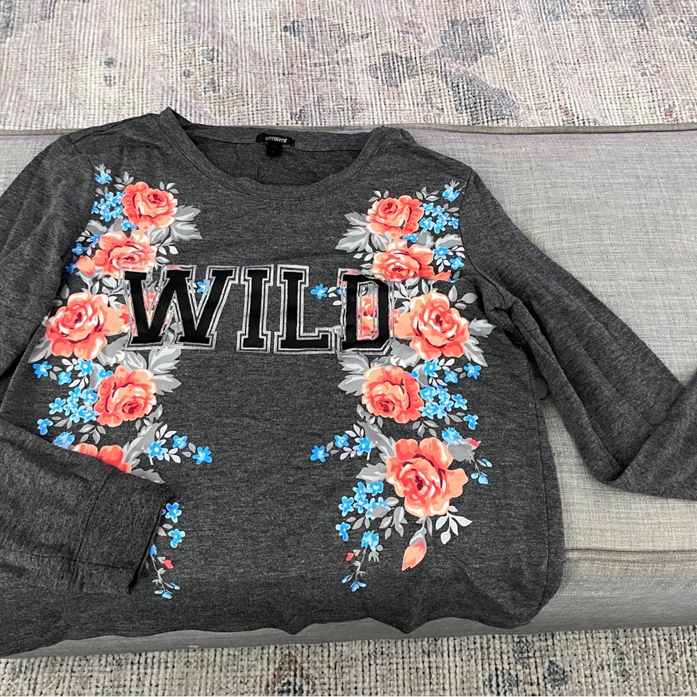 Wild Floral Women's Crew Neck Sweater - Charcoal
